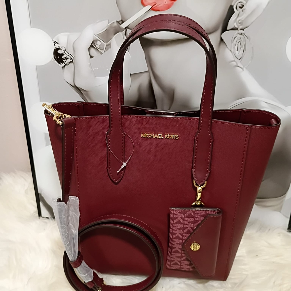 Michael Kors Burgundy Tote Bag Set